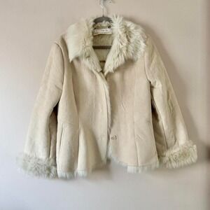 90s Jones New York Cream Faux Fur Penny Lane Medium